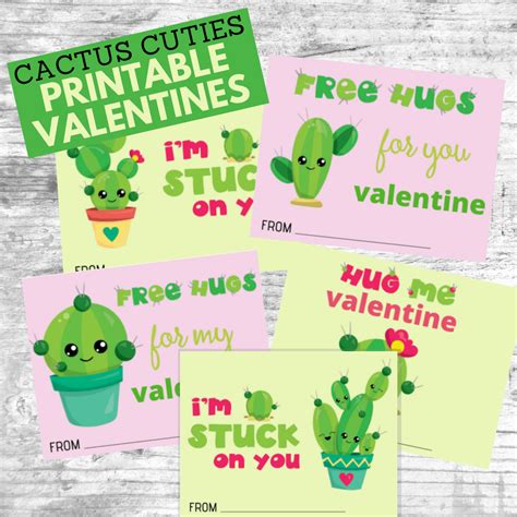 Printable Cactus Valentine Cards