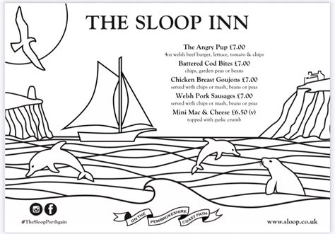 The Sloop Inn Haverfordwest's full menu online