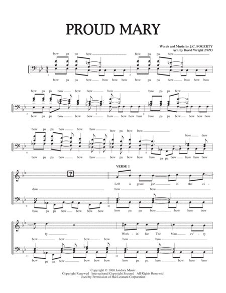 Proud Mary (arr. David Wright) Sheet Music | Ike & Tina Turner ...