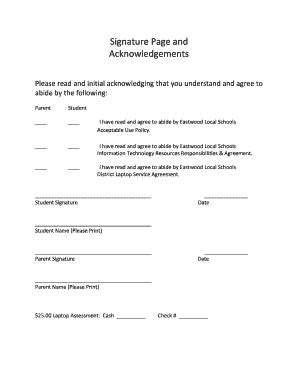 Agreement Signature Page - Fill and Sign Printable Template Online