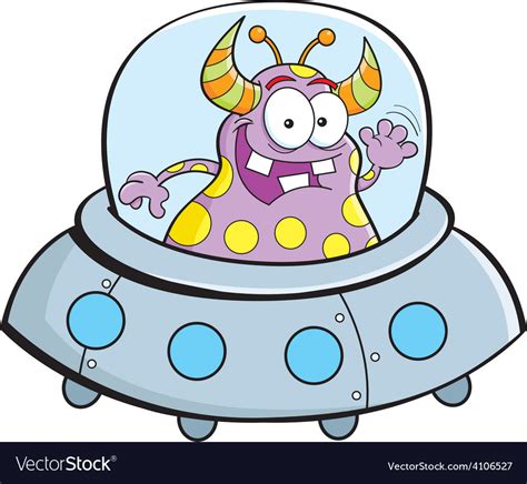 Cartoon alien in a spaceship Royalty Free Vector Image - VectorStock