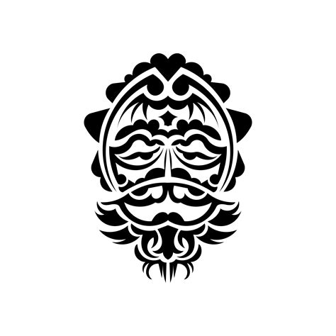 Samurai mask. Traditional totem symbol. Black tribal tattoo. Isolated ...