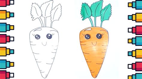 How to Draw Cartoon Carrot with Face for Kids - YouTube