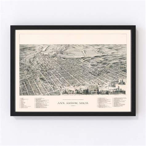 Vintage Map of Ann Arbor, Michigan 1890 by Ted's Vintage Art