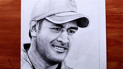 Drawing MS Dhoni | how to draw cricketer MS Dhoni - YouTube