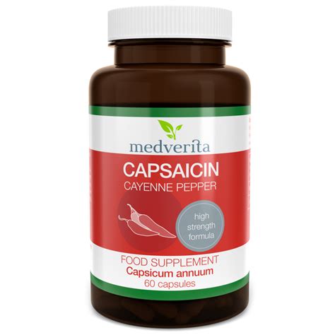 MEDVERITA Capsaicin -Cayenne Pepper Extract - 60 caps - Free UK Delivery