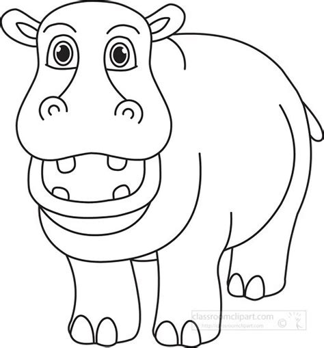 Hippopotamus Clipart-hippo black white outline clipart