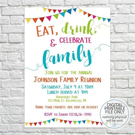 Printable Family Reunion Invitation, Summer Family Reunion, Reunion ...