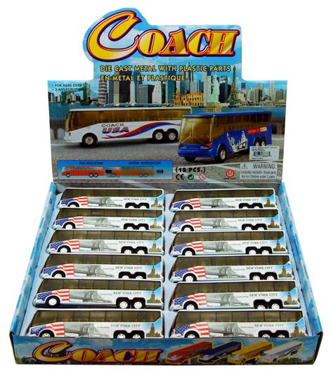 NYC Coach Bus Diecast Car Package - Box of 12 assorted 6 Inch Scale ...