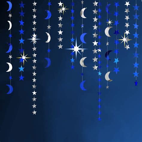 Buy Decor365Royal Blue Silver Stars and Moon Garlands Kit Twinkle ...