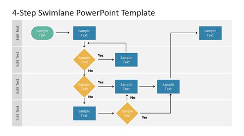 4-Step Swimlane PowerPoint Template