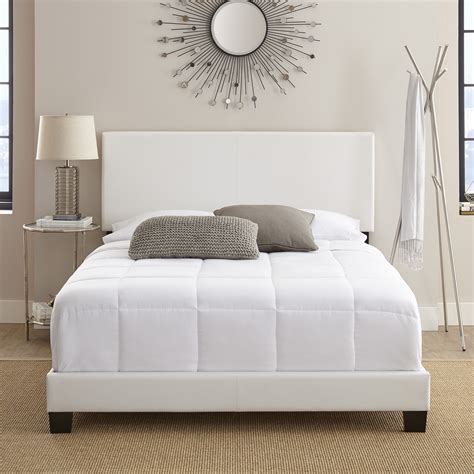 Boyd Sleep Florence Upholstered Faux Leather Platform Bed, Queen, White ...