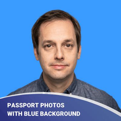 Passport Photos with Blue Background