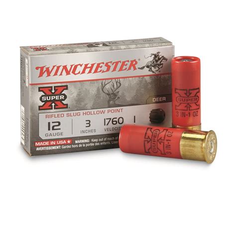 Winchester Super-X, 12 Gauge, 3", 1 oz., Rifle Slugs, 5 Rounds - 95651 ...