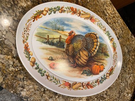 Thanksgiving Turkey Serving Platter, Large Decorative Vintage ...