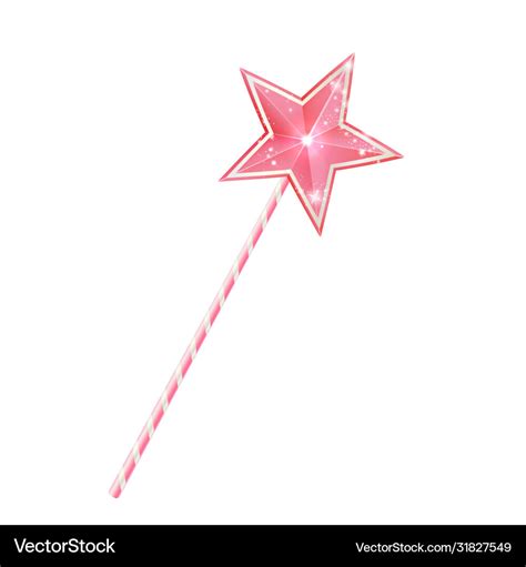 Pink fairy magic wand 3d princess stick with star Vector Image