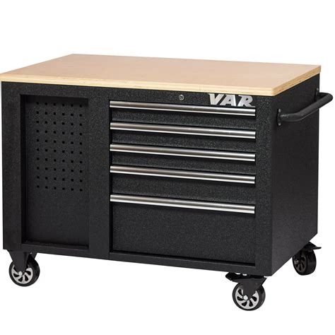 Large rolling workbench 10 drawers 2 doors - full black series