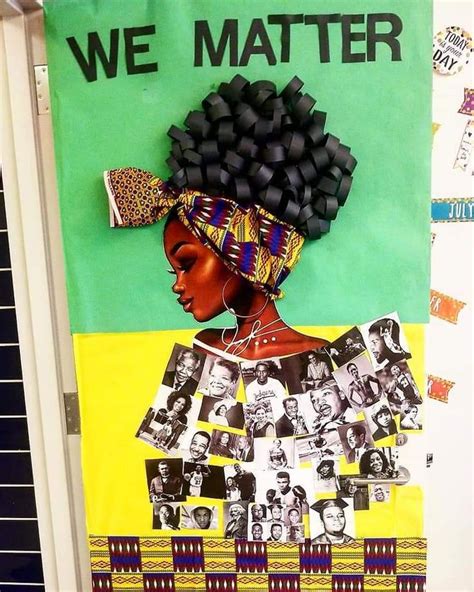 a door decorated with pictures and words that say, we matter to black ...