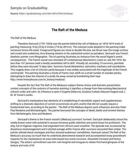 ⇉The Raft of the Medusa Analysis Essay Example | GraduateWay