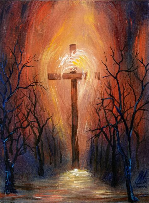 Holy Cross Acrylic Painting, Christian Art, Original Acrylic Painting ...