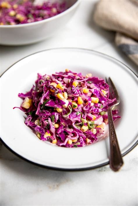 Easy Red Cabbage Coleslaw Recipe with Sweet Corn | From Scratch Fast