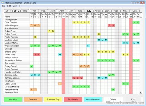 EXCEL TEMPLATES: Employee Absence Schedule Excel Template