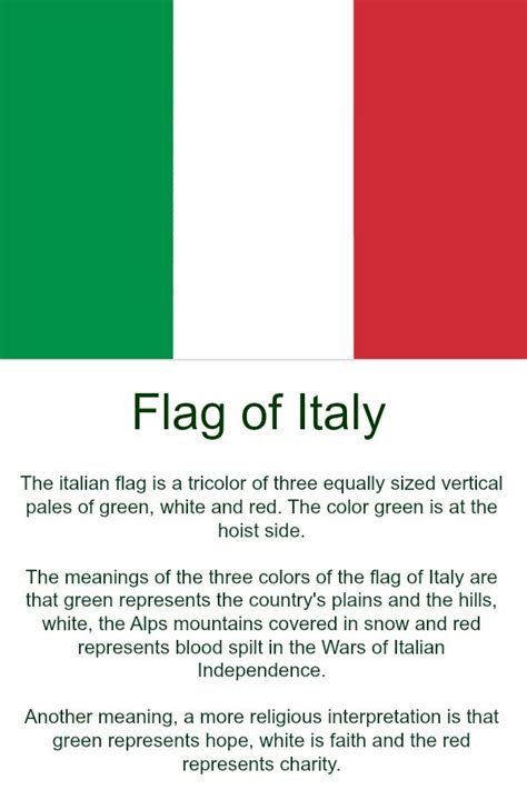 the flag of italy is shown in green, white and red