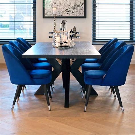 Blue Velvet Dining Chair - Juliettes Interiors