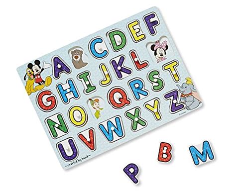 Melissa & Doug Disney Classics Alphabet Wooden Peg Puzzle (26 pcs ...