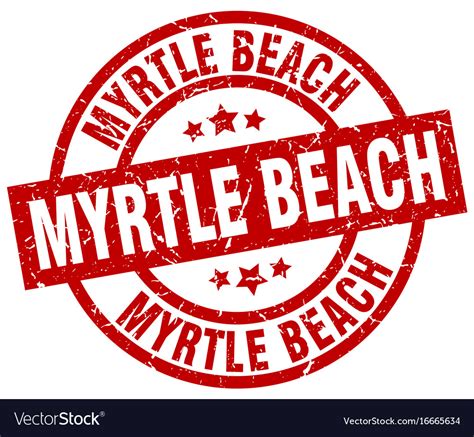 Myrtle beach red round grunge stamp Royalty Free Vector