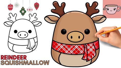 How To Draw Cute Reindeer with a Scarf Squishmallow | Christmas | Easy ...