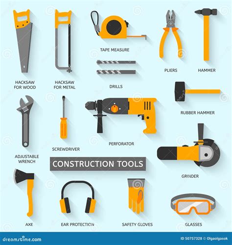 Construction Tools Vector Icons Set Stock Vector - Illustration of ...