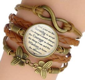 Brown Leather Serenity Prayer Bracelet, Bracelets :Recovery-World