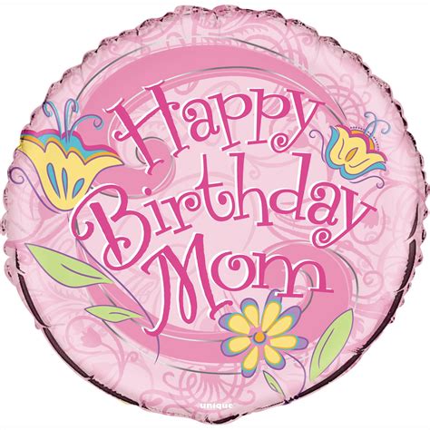 18" Foil Floral Happy Birthday Mom Balloon - Walmart.com - Walmart.com