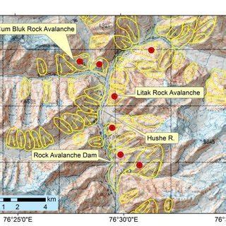 Landslide inventory map of the Shyok River watershed. The western tip ...