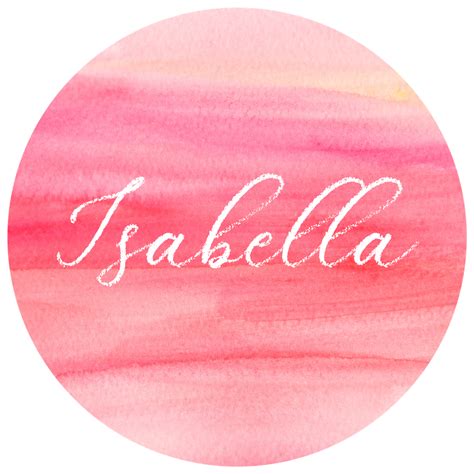 Isabella - name art, monogram art print on pink watercolor Art Print by ...