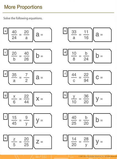 Ratio And Proportion Activity Sheets