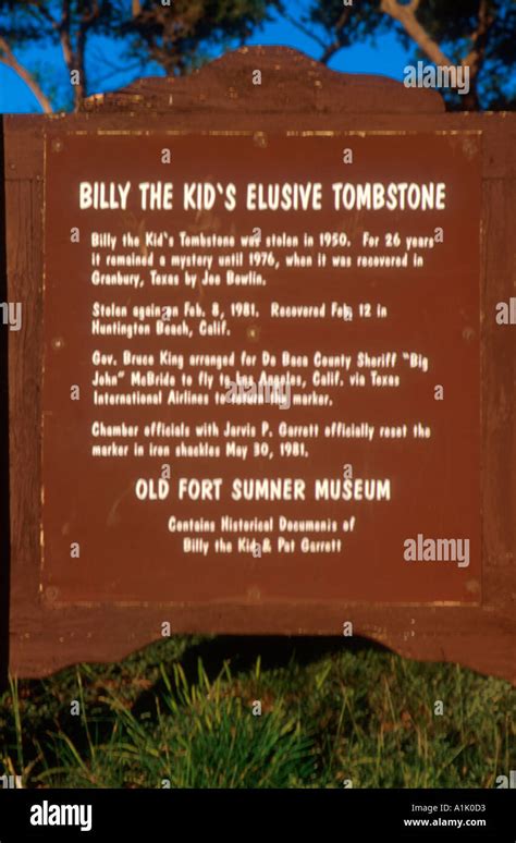 Billy the Kid tombstone mysteries plaque at his grave Fort Sumner New ...