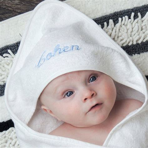 Personalised Embroidered Hooded Baby Towel By Able Labels