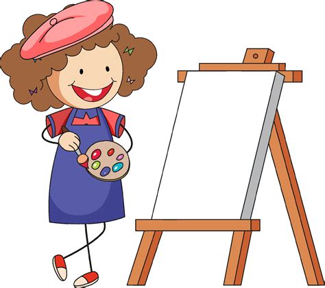 Little artist cartoon character with blank board isolated 1988565 ...