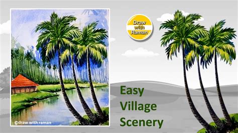 Village Scenery Painting Easy | Watercolor Painting for beginners - YouTube