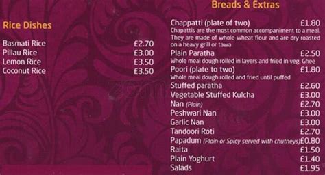 Menu at Chutneys restaurant, London, 124 Drummond St