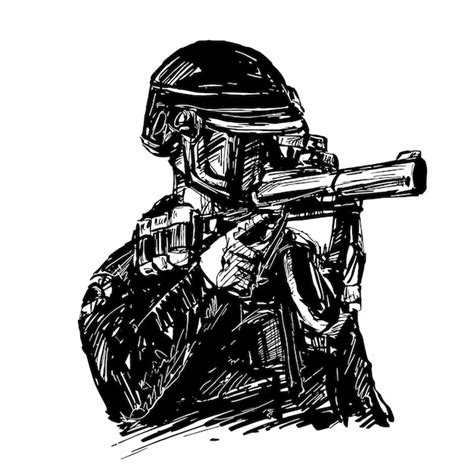 Premium Vector | Drawing of the police with gun