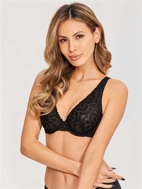 Women's Plunge Bra Underwire Plus Size Unlined Lace Sexy Bralette | eBay