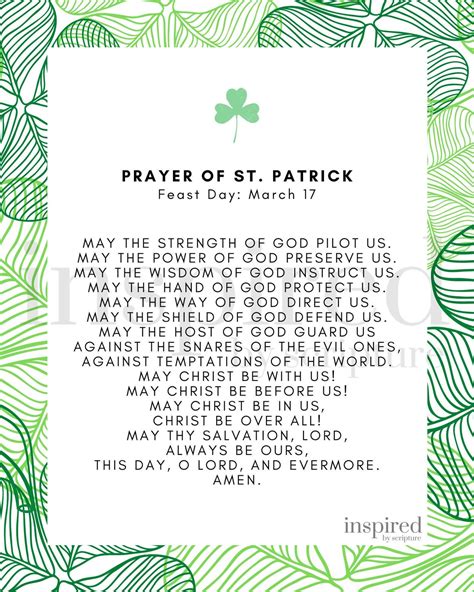 Prayer Of St Patrick Printable - prntbl.concejomunicipaldechinu.gov.co