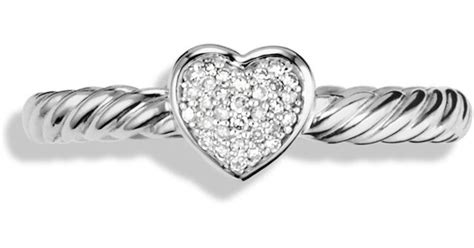 David Yurman Petite Pavé Heart Ring With Diamonds in Silver (Metallic ...