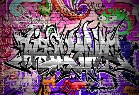 Graffiti vector art. Urban wall with spray paint Stock Vector | Adobe Stock