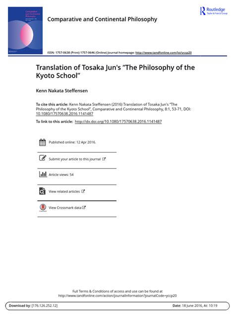 Tosaka - The Philosophy of The Kyoto School | PDF