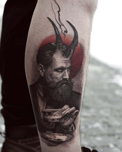 Devil Man Tattoo on Calf | Best Tattoo Ideas Gallery