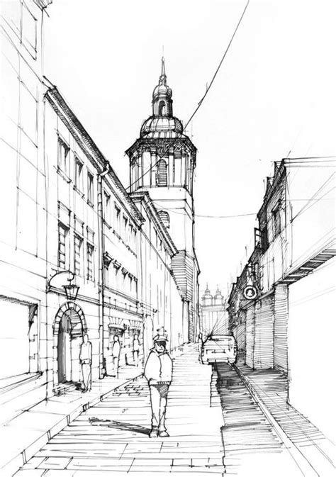 Street sketch - Widok - Paintings & Prints, Buildings & Architecture ...